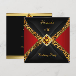 Invitation Jubilé de 40 ans Red Gold Black Leopard Jewel