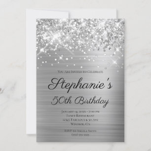 Invitation Jubilé de 50 ans écriture élégante en feuille d'ar