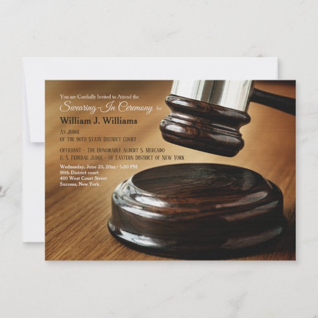 Invitation Jugement Gavel et bloc sain Jurer-Dans (Devant)