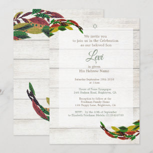 Invitation Juif Hébreu Garçon Nommant Rustique