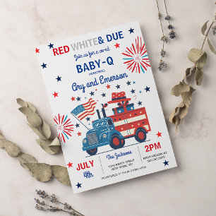 Invitation Juillet 4 Baby shower Baby shower bébé-Q Juillet B