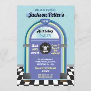 Invitation Jukebox Anniversaire Musique Blue Diner Cinquante 