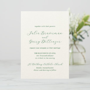 Invitation Julia Hunter Green Traditionnel Mariage élégant