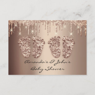 Invitation Jumeaux Baby shower Pieds Rose Gold Drives Girl Bo