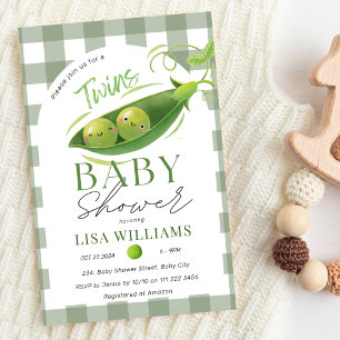 Invitation Jumeaux Baby showers pois dans un pod garçons fill