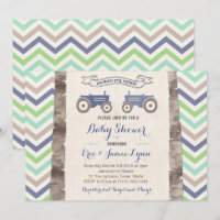 Jumeaux bleu vert tracteur chevron baby shower