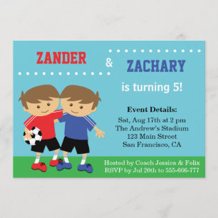 Invitation Jumeaux de soccer, Anniversaire de enfant de socce
