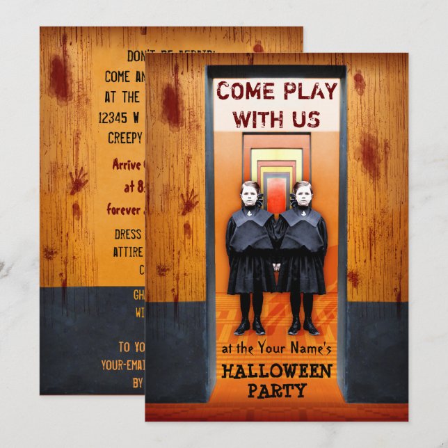Invitation Jumeaux déplaisants Halloween Party Bloody Horreur (Devant / Derrière)