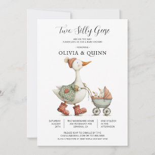 Invitation Jumeaux des oies idiotes Baby Shower en route