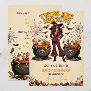 Invitation Jumeaux en préparation pour Halloween Baby Shower