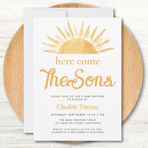 Invitation Jumeaux Garçons Voici Les Fils Baby Shower