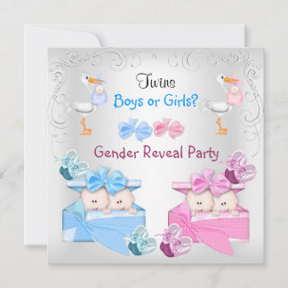 Invitation Jumeaux Genre Reveillez Fête Garçons Filles Rose B