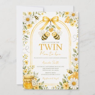 Invitation Jumeaux Miel de abeille Fille Baby Shower Fleur de