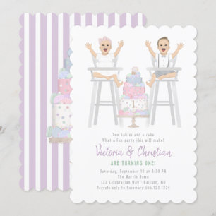 Invitation Jumeaux Premier Anniversaire Gâteau de mash