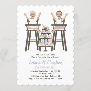 Invitation Jumeaux Premier Anniversaire Gâteau de mash