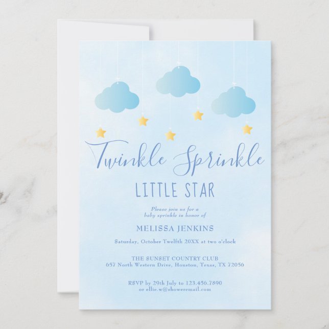 Invitation Jumeler Garçon Bleu Tout En Un Baby shower (Devant)