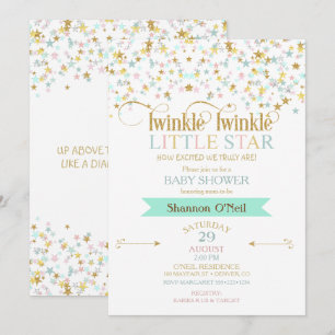 Invitation Jumelez le petit Baby shower étoilé n'importe quel