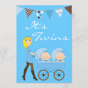 Invitation jumelle blonde de baby shower de