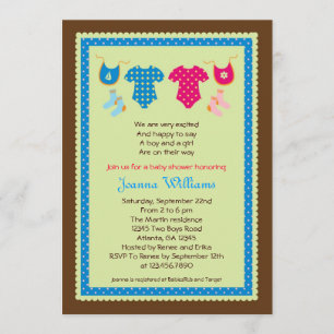Invitation jumelle de baby shower de garçon et de