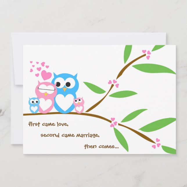 Invitation jumelle de baby shower de hibou de bébé (Devant)
