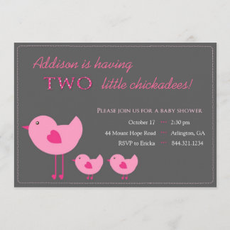 Invitation jumelle de baby shower de poussins