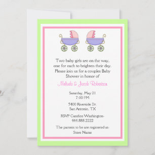 Invitation jumelle élégante de baby shower de