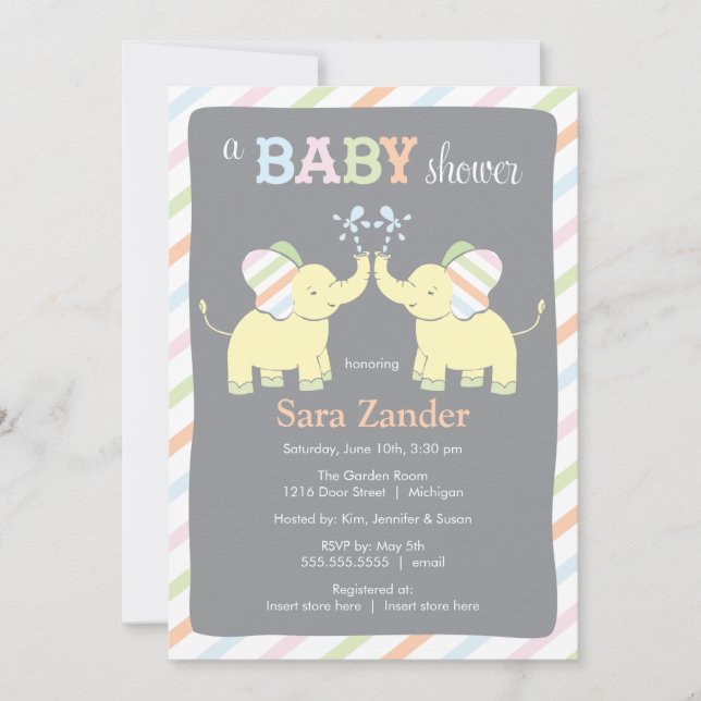 Invitation jumelle neutre de baby shower des (Devant)