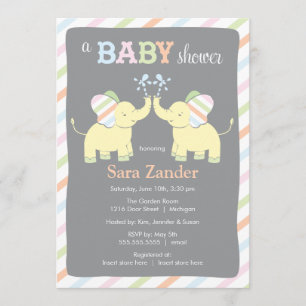 Invitation jumelle neutre de baby shower des