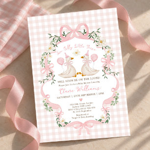 Invitation Jumelles Oies Silly Rose Ruban Fille Baby Shower