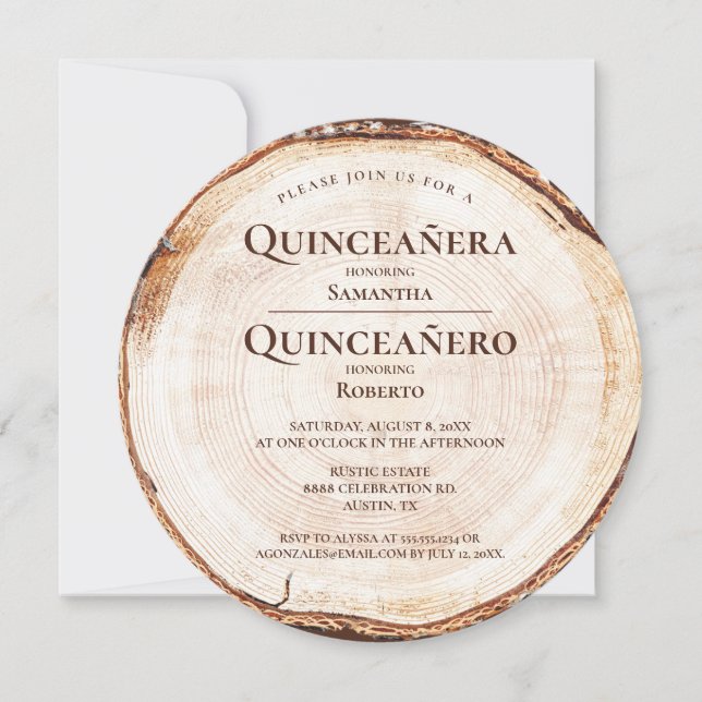 Invitation Jumelles rustiques Fille Garçon Quinceañera Quince (Devant)