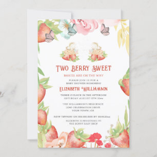 Invitation Jumelles Strawberry Berry Sweet Baby Shower