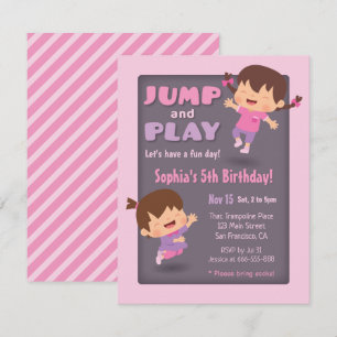 Invitation Jump and Play Cute Girls Trampoline Birthday Party