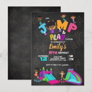 Invitation Jump Anniversaire Bounce Trampoline coloré