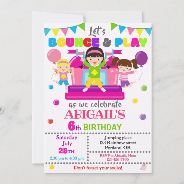 Invitation Jump anniversaire fille invitation de l (Devant)