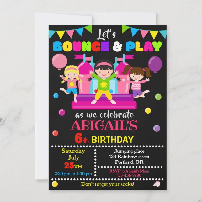 Invitation Jump anniversaire fille invitation de l (Devant)