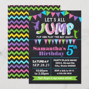 Invitation Jump anniversaire trampoline pink babyfoot