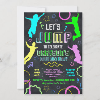 Invitation Jump birthday invitations, trampolining party