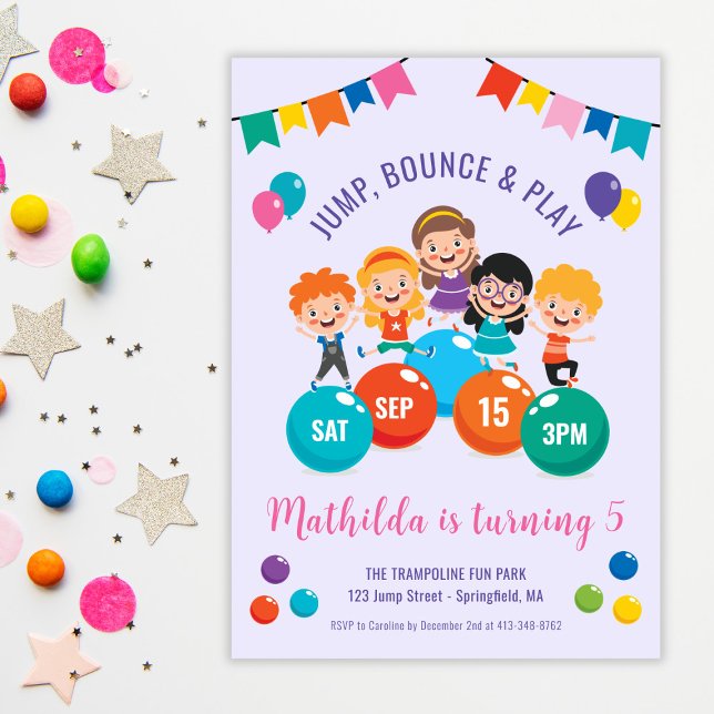 Invitation Jump Bounce Jouer à l'intérieur de l'aire de jeu A (Jump Bounce Play Indoor Playground Birthday Party Invitation)