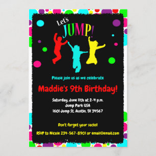 Invitation Jump Party/ Trampoline fête d'anniversaire