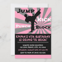 Jump Punch Kick Block Karate Party Anniversaire