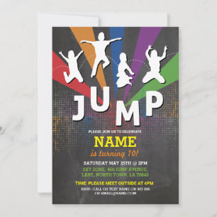 Invitation Jump Trampoline Anniversaire Fête Garçons Filles I