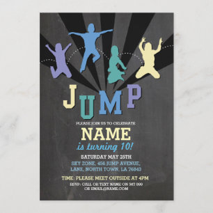 Invitation Jump Trampoline fête d'anniversaire Blue Boys Invi