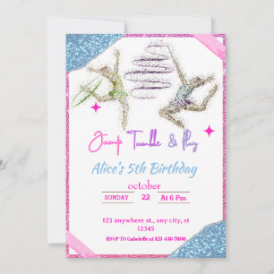 Invitation Jump Tumble & Jouer Gymnastique Thème Anniversaire