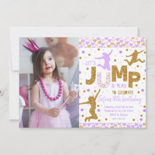 Invitation Jumping party Gold confetti Anniversaire Invitatio
