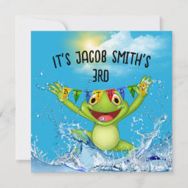 Invitation Jumpling de grenouille 3e anniversaire dans l'eau