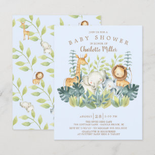 Invitation Jungle Animaux Baby showers garçons