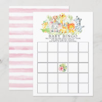 Jungle Animaux BINGO Baby shower Jeu