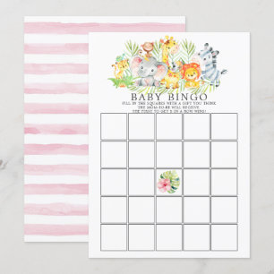 Invitation Jungle Animaux BINGO Baby shower Jeu