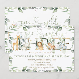 Invitation Jungle Animaux Végétation Joint 1er et 3e annivers