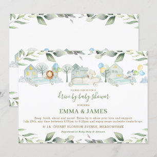 Invitation Jungle Animaux Voitures La verdure Le Baby shower